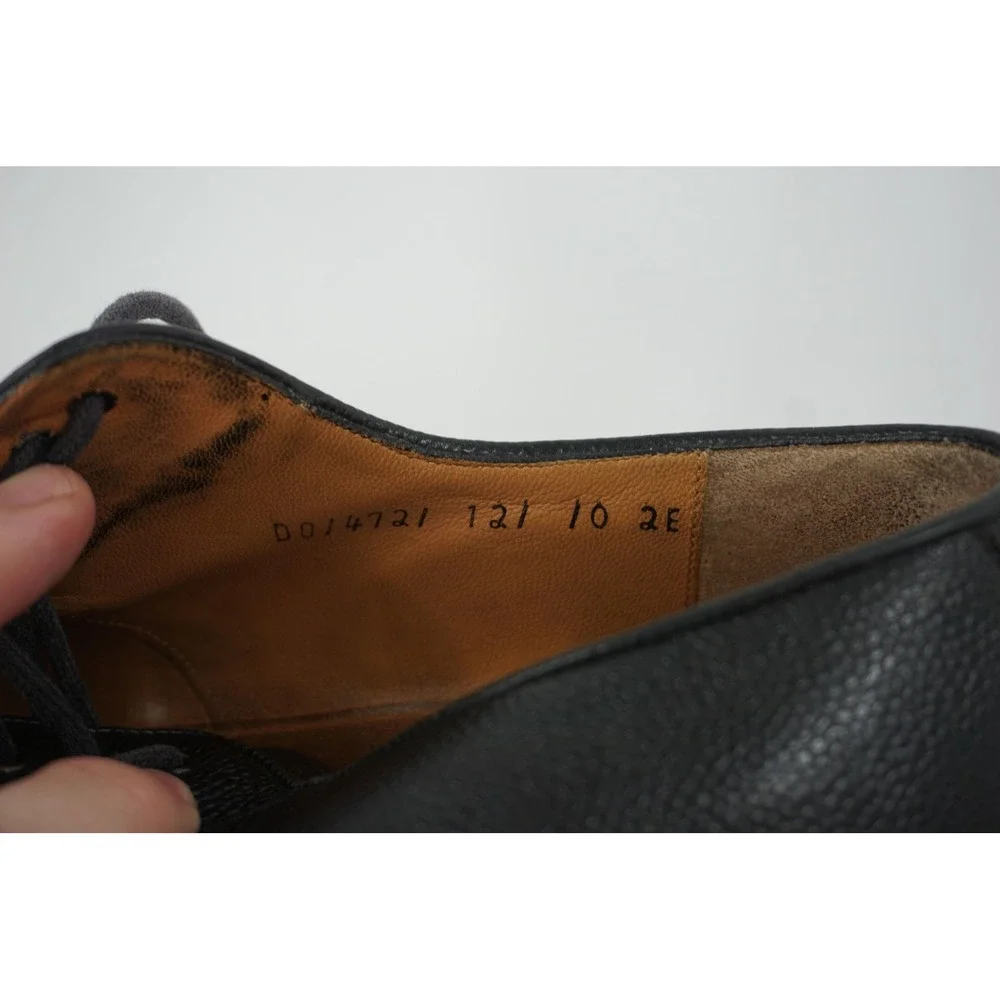 Salvatore Ferragamo Black Leather Shoes Derby Pebble Grain Men's Size 10 2E